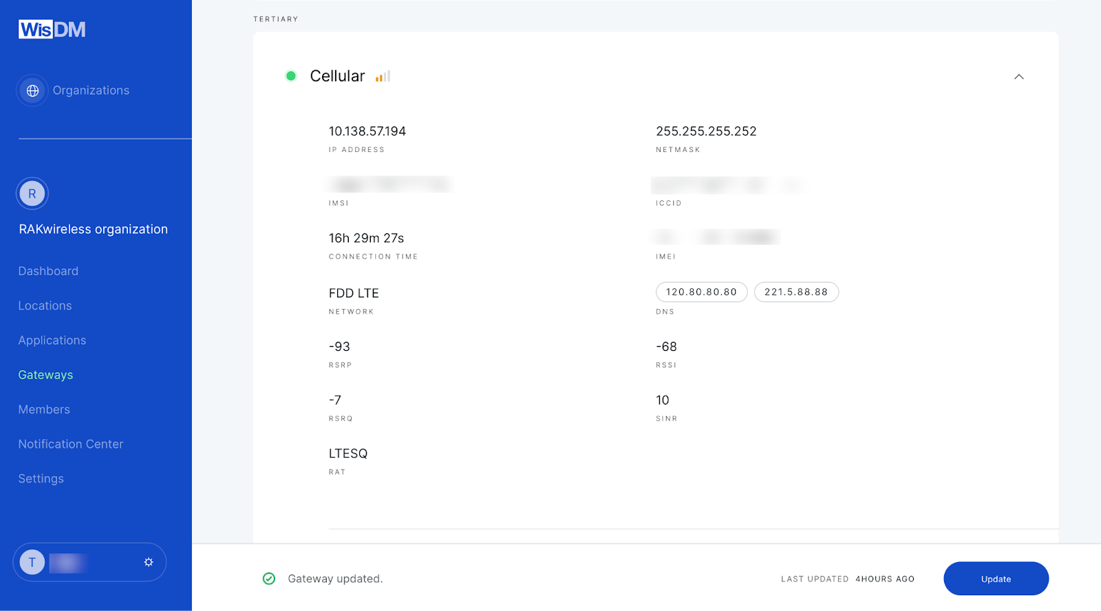 Cellular Connection Signal Details
